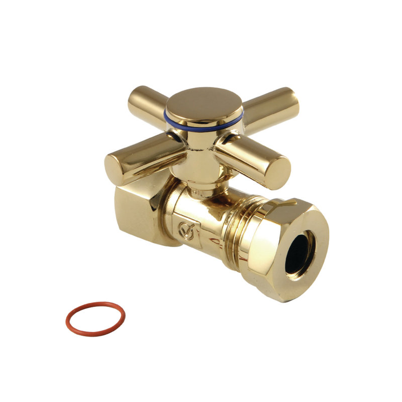 Kingston Brass Concord 1/2-Inch FIP x 1/2 or 7/16-Inch Slip Joint Quarter-Turn Straight Stop Valve, Polished Brass