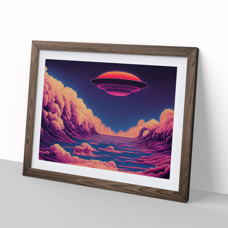 UFO Art Vol.1 - Single Picture Frame Print, 34cm H x 46cm W x 2cm D, Walnut Framed