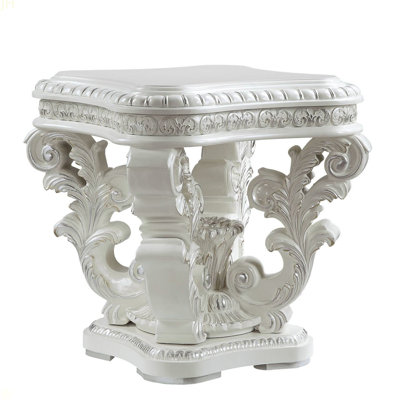 Antique White Square End Table