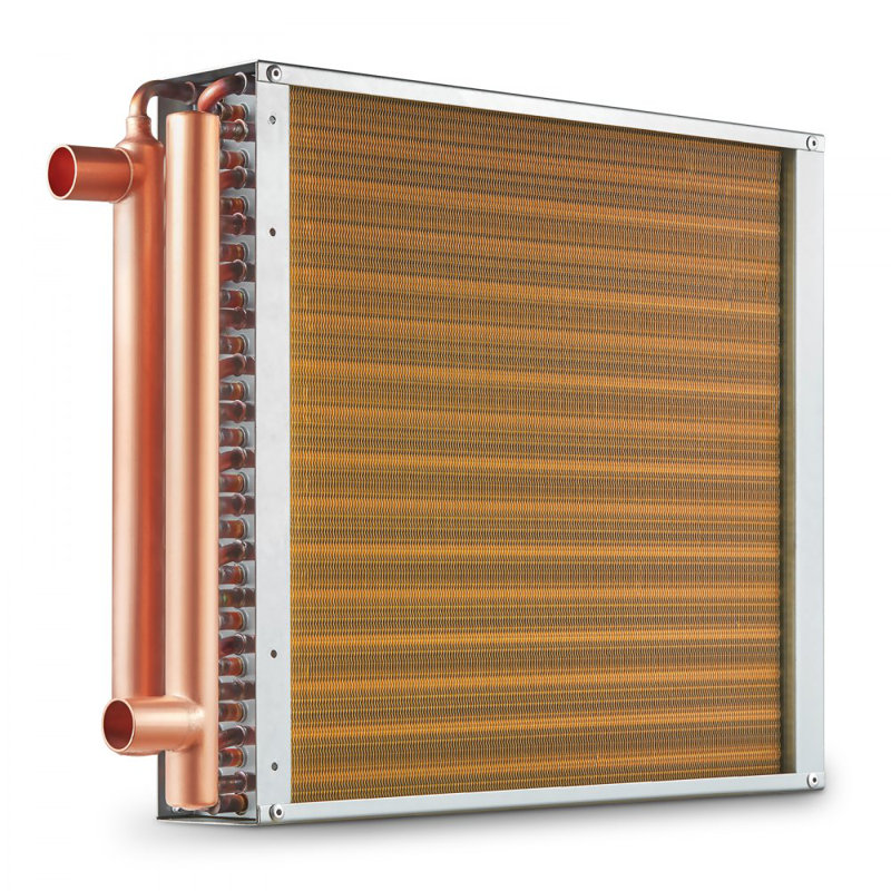 Heat Exchanger Water to Air, 16"x 16" with 3-Row 3/8" Copper Ports, 193 Aluminum Fins Heat Exchanger for Outdoor Wood Furnaces, Residential Heating and Cooling, and Forced Air Heating