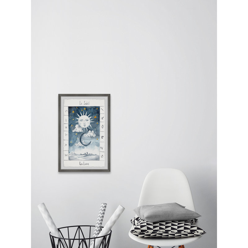 La lune - Reproduction d'art graphique sur papier encadré, H 30 po x l 20 po x P 1,5 po