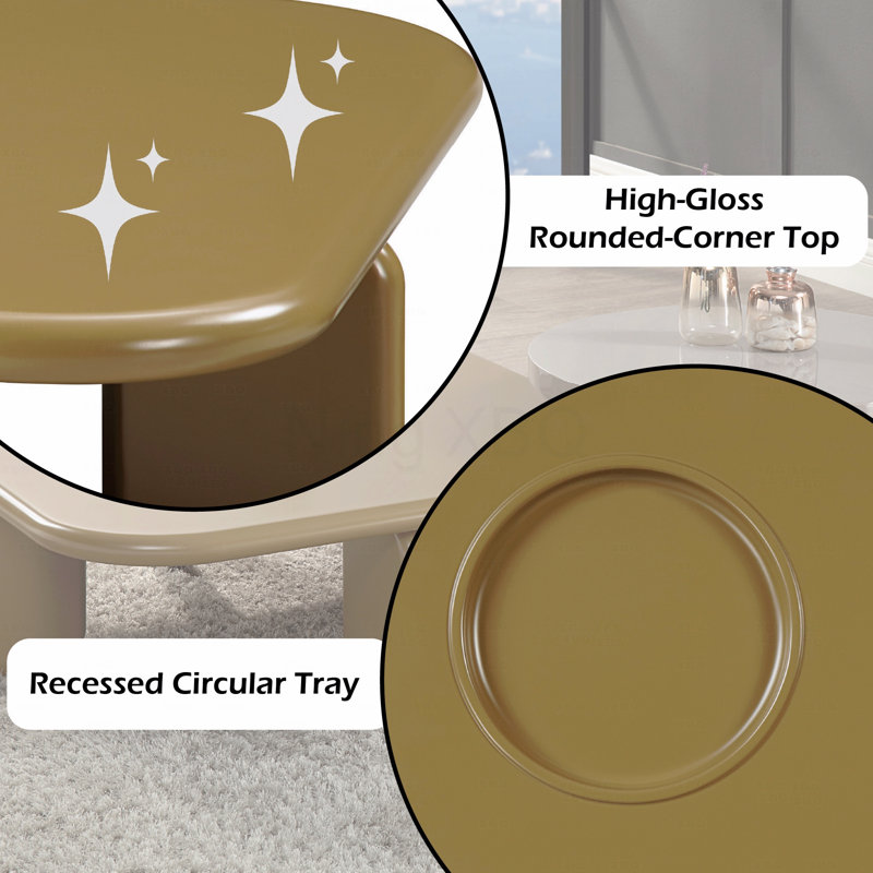 Table basse brun jaunâtre ultrabrillant