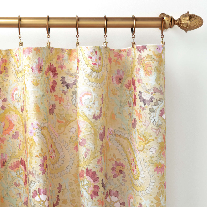 Ines Linen Curtain Panel, 50"W x 84"L, Multi