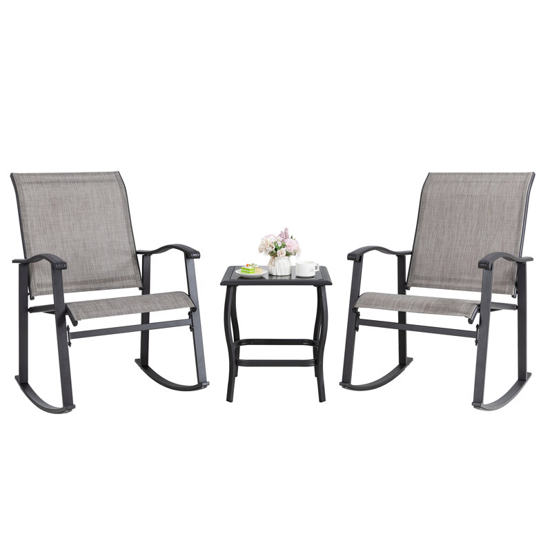 Armyn 2-Person Outdoor Patio Rocking Set, Gray