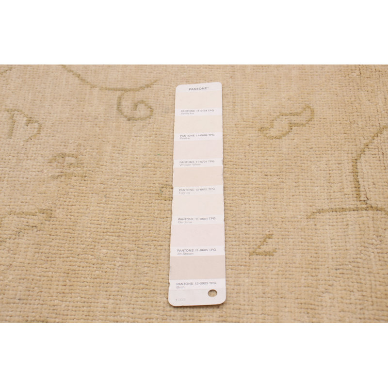 Tapis ivoire en laine noué à la main de conception unique nouvel âge 8 pi Odille