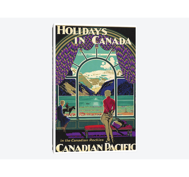 'Vacances Au Canada - Canadian Pacific' Publicité Vintage Sur Toile, 18" H x 12" L x 1,5" D