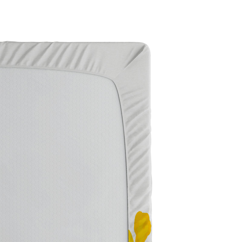 Drap-housse orange Ambesonne, Drap-housse pour lit simple TG, Jaune / blanc floral