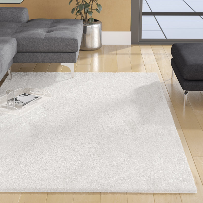 Grizzly Flatweave Area Rug in White, Rectangle 8' x 10'