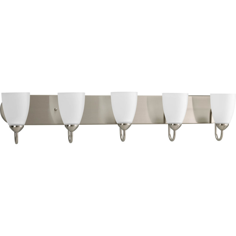 Éclairage de salle de bain à intensité variable 5 lumières Carilynn, Nickel brossé