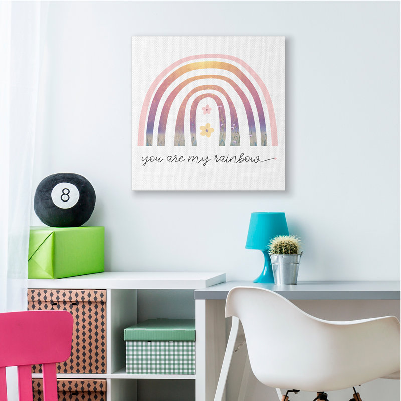 Vous êtes mon phrase arc-en-ciel, fleurs printanières roses, H 36 po x l 36 po, Toile tendue