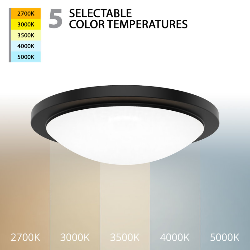 Plafonnier encastré noir à DEL à intensité variable 18 po Dew, sélection 5-CCT 2700K / 3000K / 3500K / 4000K / 5000K, Noir