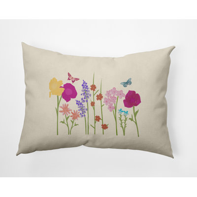 Flower Power Floral Indoor/Outdoor Reversible Throw Pillow