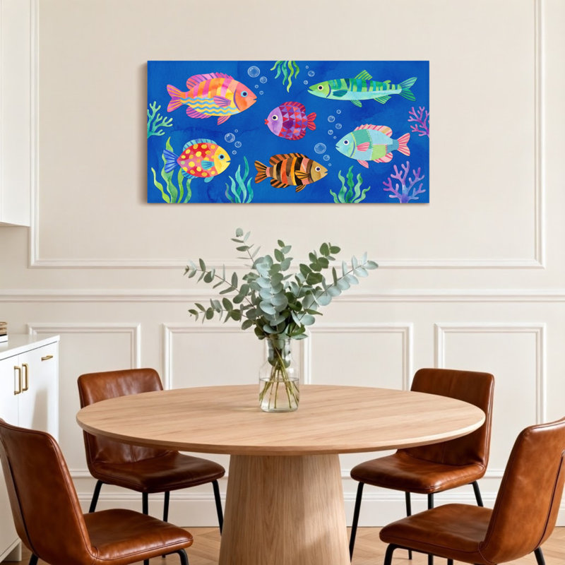 Reproduction de motif d'animaux sous l'eau, H 24 po x l 48 po