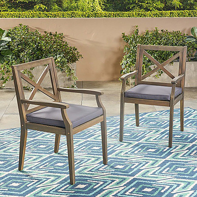 2 chaises de salle à manger en bois avec coussins 2 pièces