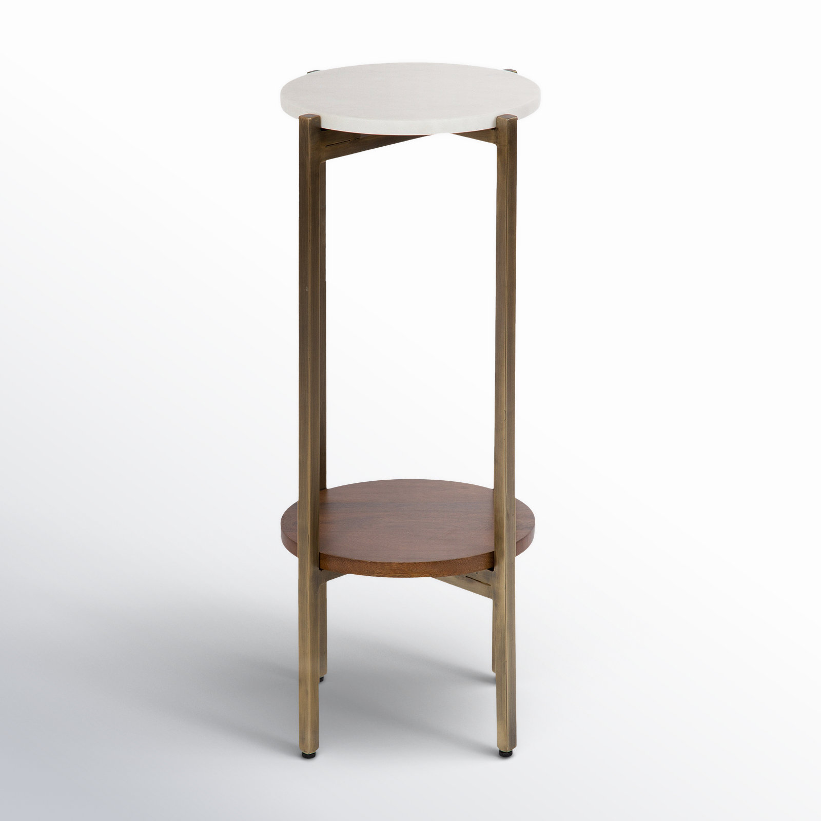 Oakdale Multi-Tiered Plant Stand, 25" H x 11" W x 11" D, Gold/Walnut Brown