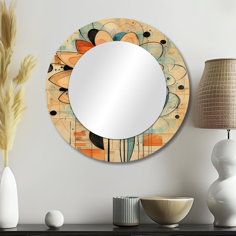 Pastel géométrique Dahlia Twist I - art mural miroir décoratif floral - imprimé sur métal, 23 po x 23 po