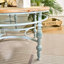 Table basse rustique FFZ de 32 po à montage facile, plateau rond en bois et pattes en métal