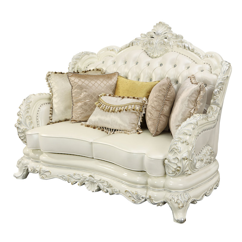 Craighead Pearl White 70.5" Vegan Leather Loveseat