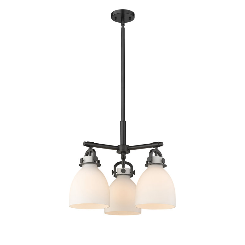 Luminaire suspendu sur tige 7 lumières Sloatsburg, Blanc mat, Noir mat