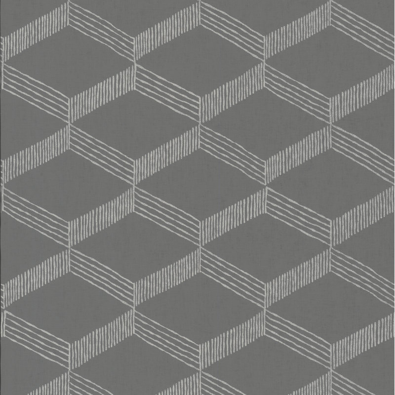 Papier peint tissé Aislin, Gris / blanc