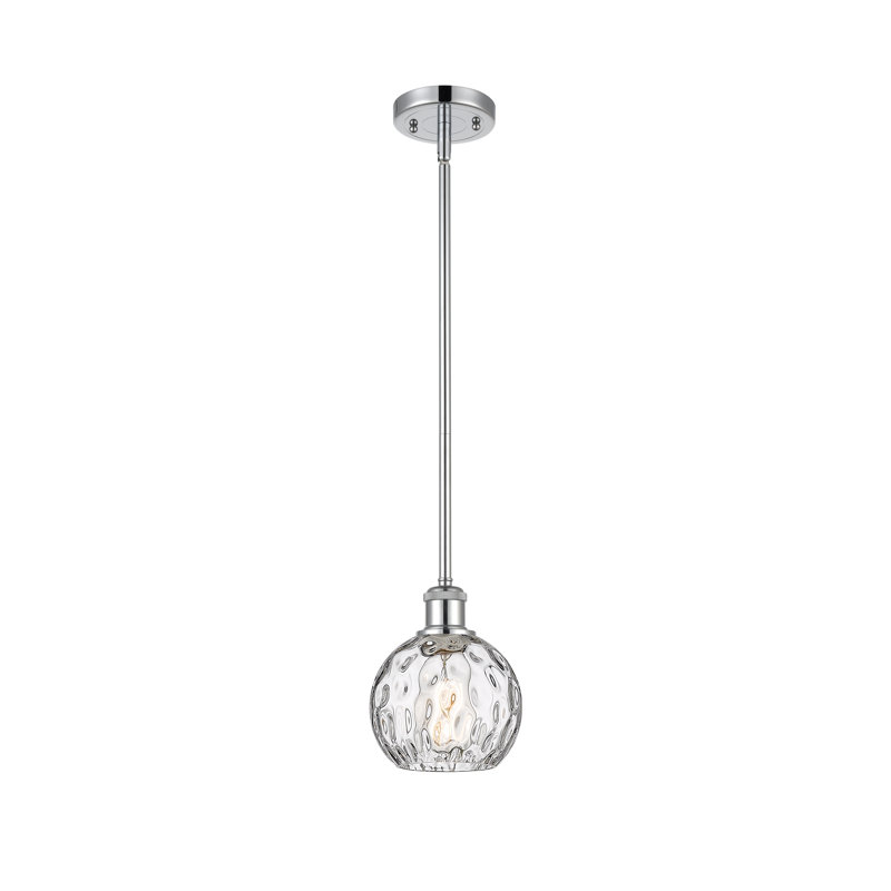Luminaire suspendu sphérique 1 lumière Cindi, H 8 po x l 6 po x P 6 po, Chrome poli, Ampoule non incluse