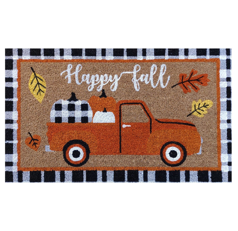 Fall Pumpkin Truck Coir Doormat
