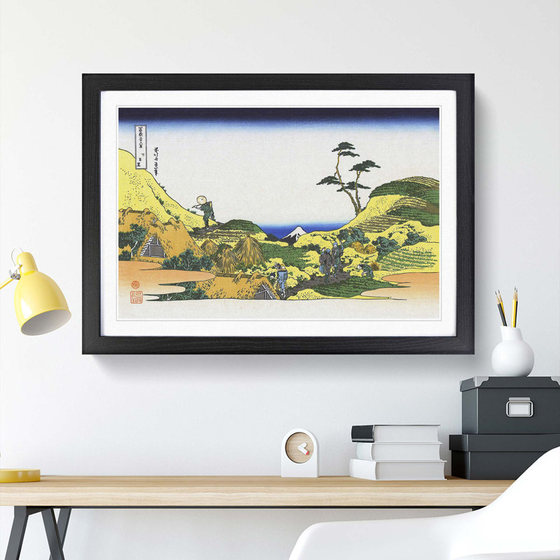 Shimomeguro by Katsushika Hokusai - Picture Frame Painting Print, 36cm H x 48cm W x 2cm D, Black Framed
