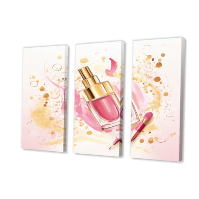 Koester Canvas Wall Art Glam Lipstick Makeup Abstract Set - Lipstick Illustration