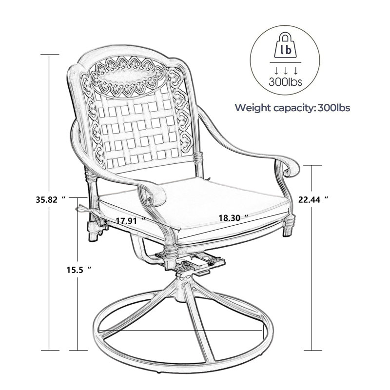 Fauteuil de patio pivotant avec coussin Kanosh