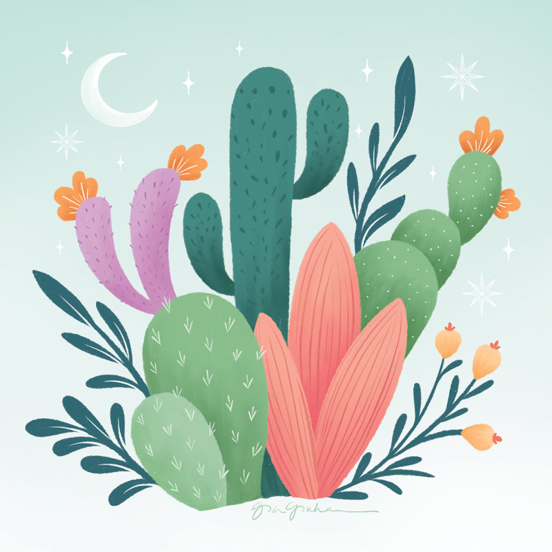 «Cactus Garden II on Canvas» par Gia Graham, reproduction, H 20 po x l 20 po