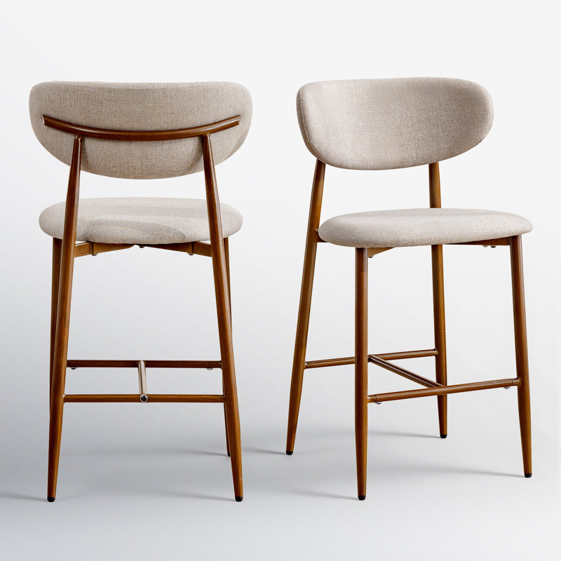 Tabouret de comptoir moderne rembourré avec dossier et structure en métal massif (ensemble de 2), Gruau, 2