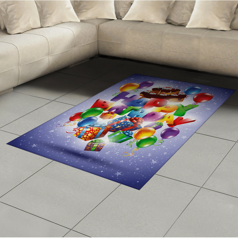 Tapis décoratif à longues fibres en polyester haute densité Party, Rectangle 2 pi 7 po x 5 pi