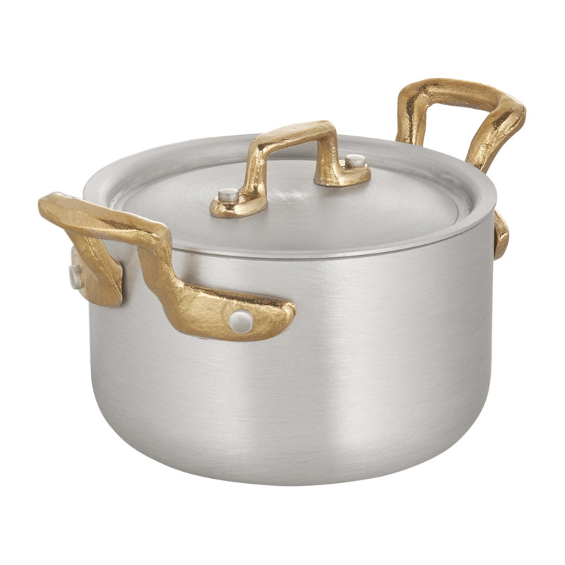 Petite cocotte ronde en aluminium 4,3 pouces avec couvercle BallInini ServInTavola