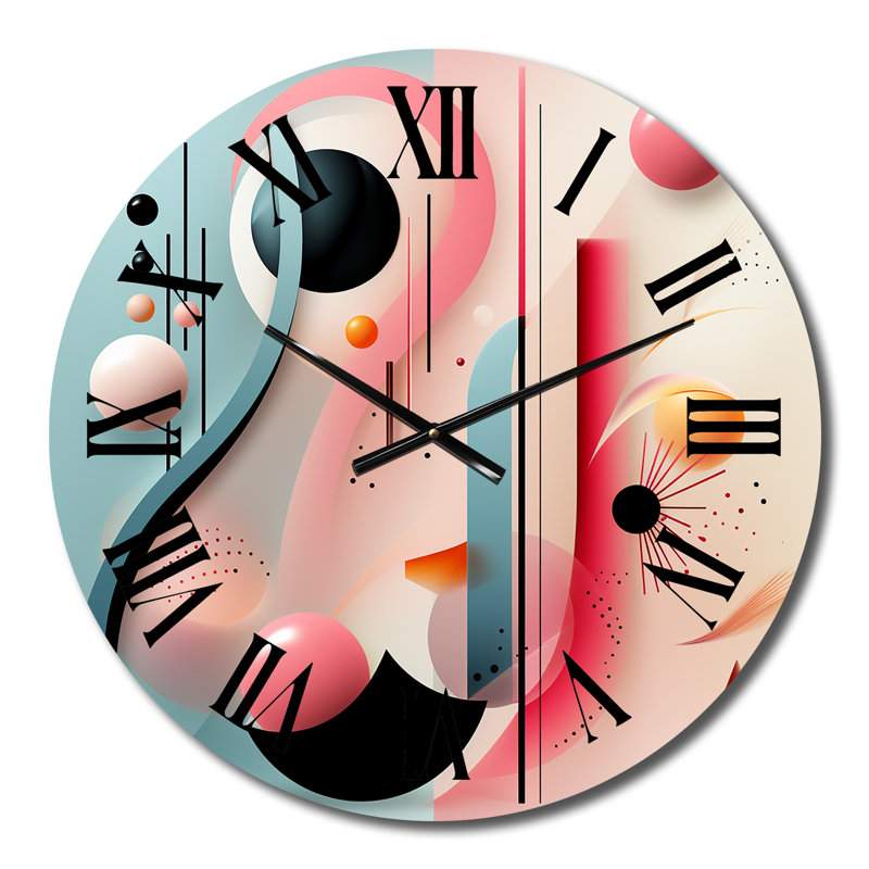 Flowers Of Rhythm In Pink And Blue I Metal Wall Clock, Small