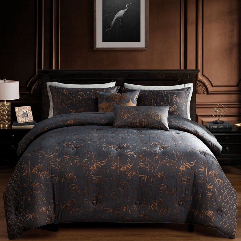 Bebejan Bamboo Tree 5 Piece Comforter Set, Queen Comforter + 4 Additional Pieces