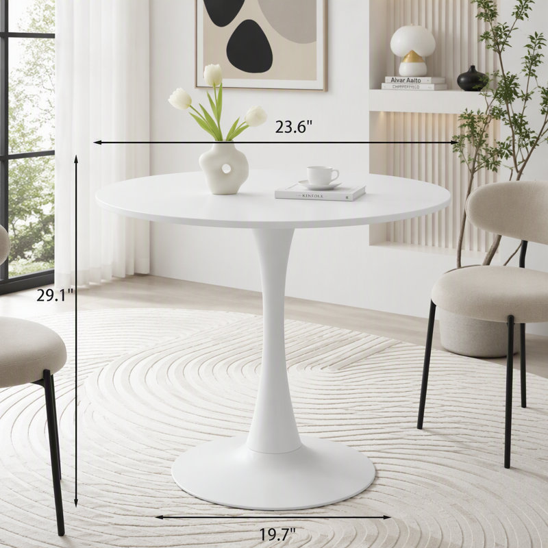 Table ronde moderne blanche tulipe, 23.6"W, White