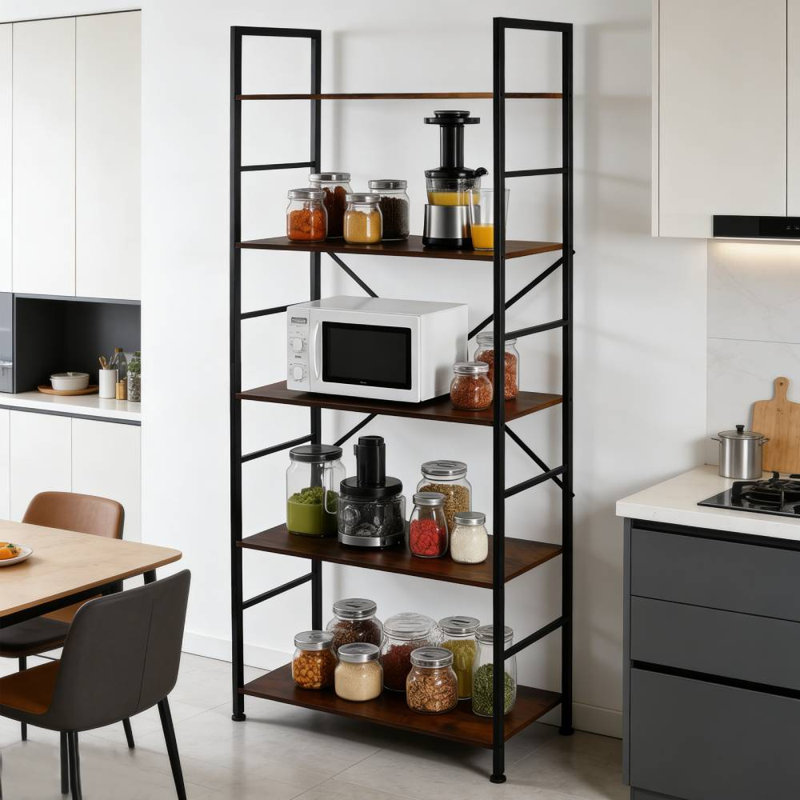 4-Tier Industrial Bookshelf (Black)
