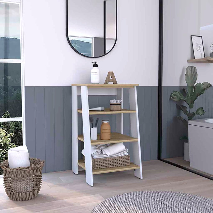 Armoire à linge St. Clair, deux tablettes intérieures, deux tablettes ouvertes, une porte
