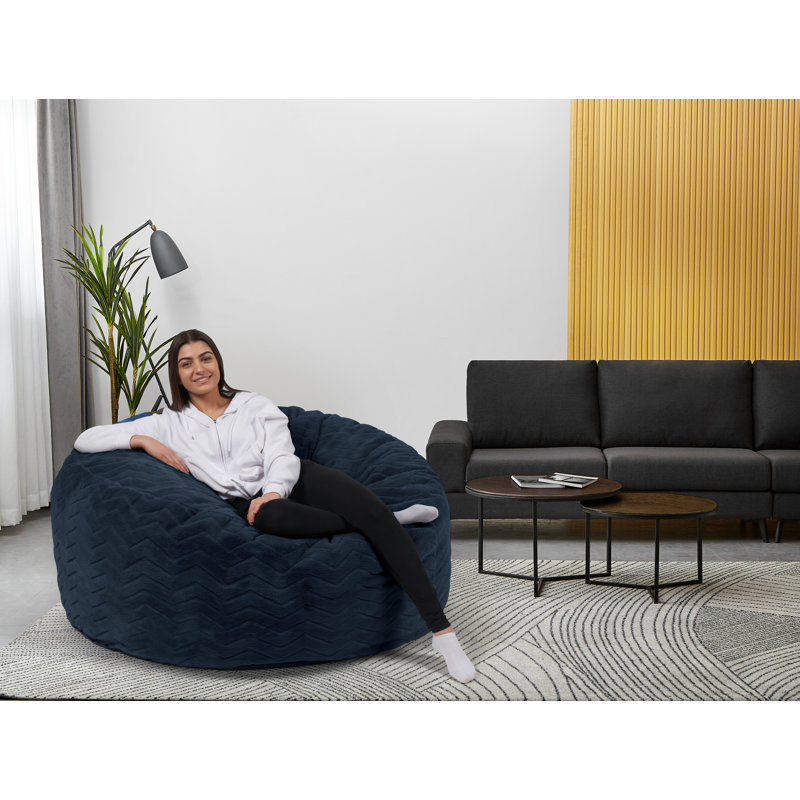 Grand fauteuil à billes classique, Microfibre / microsuède bleu