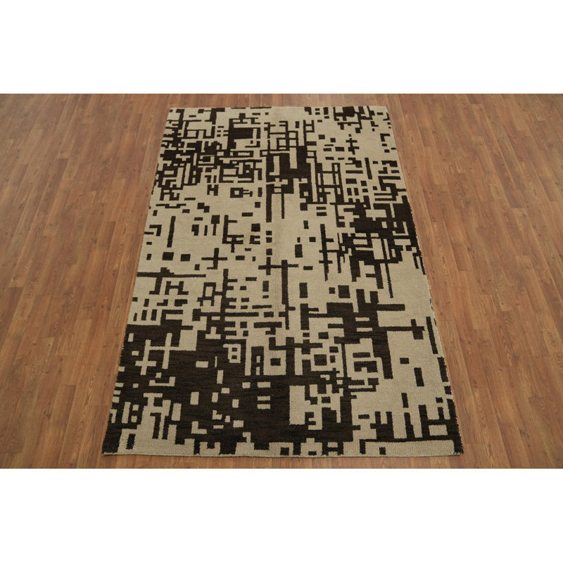 Tapis gÃ©omÃ©trique moderne avec motif abstrait en forme de casse-tÃªte, 5 x 8