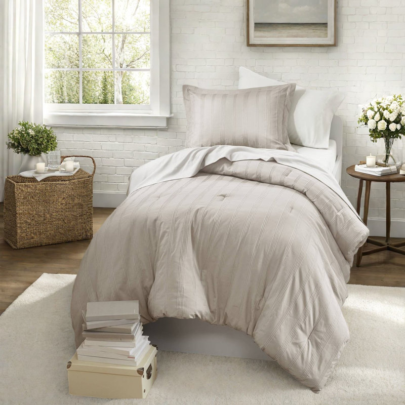 Ensembles de literie pour lit simple TG en polyester confortable, dortoir à rayures moderne