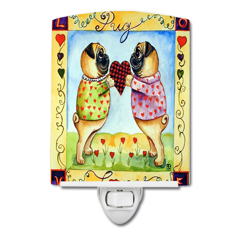 Pug Love Valentine's Day Ceramic Night Light