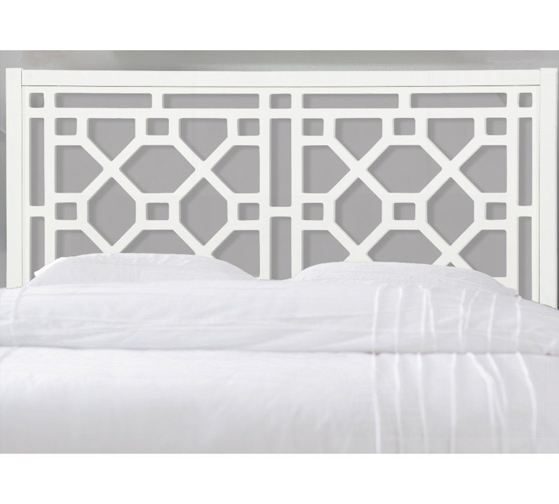 Queen/King Tabor Chippendale White Headboard - No Box Spring Needed, Durable Poplar Wood, Queen