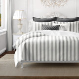 August Stripe Reversible Cotton Duvet Cover Set