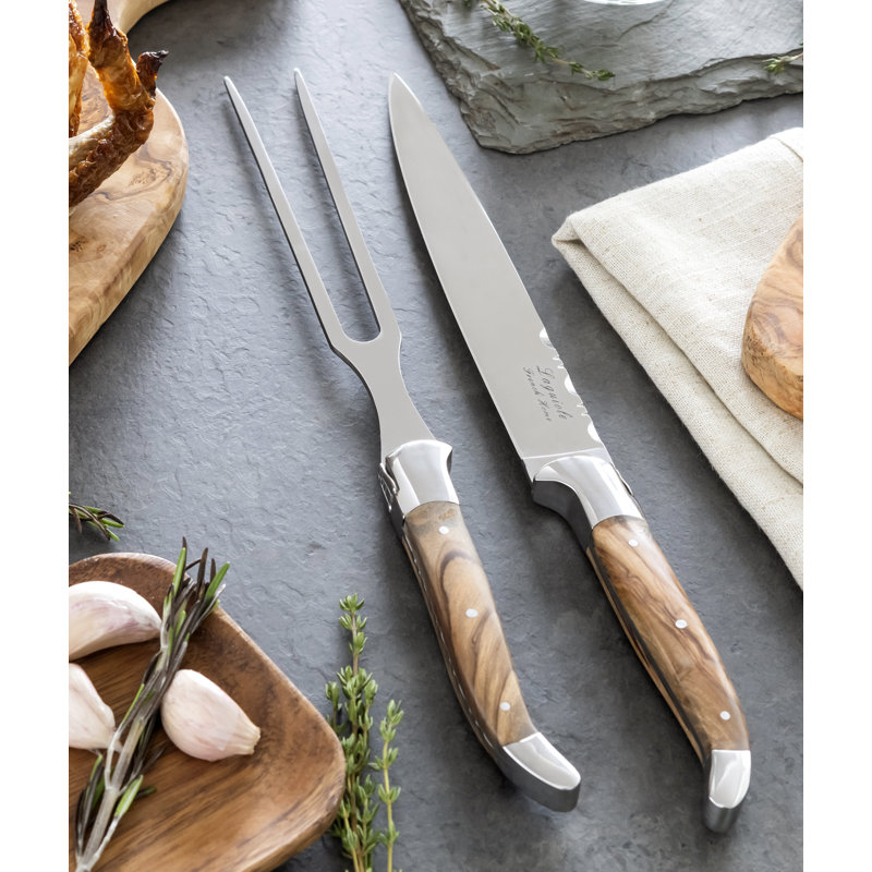 French Home Laguiole Olivewood 3 Piece Carving Set