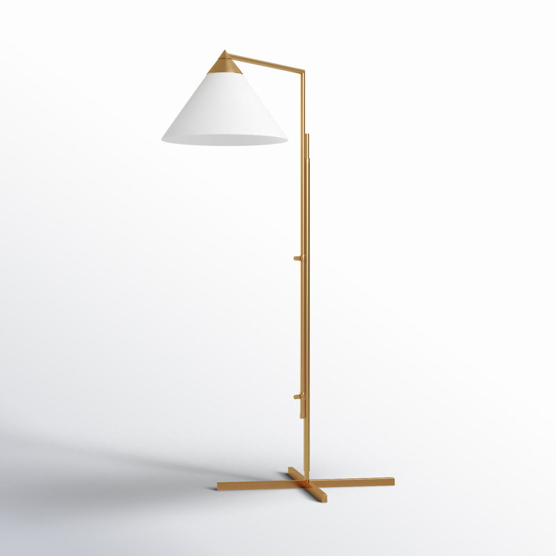 Noki 42.75'' Task Floor Lamp with Outlet, Burnished Brass