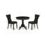Ensemble de coin repas 3 pièces pour petits espaces comprenant une table de cuisine ronde avec piédestal et 2 chaises de salle à manger Parson en tissu noir, noir brossé-1665886800-1665886805-1665886806