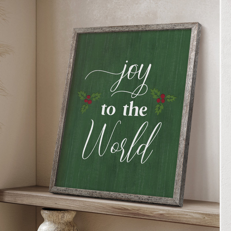 Joy to the world houx, reproduction encadrée - bois massif