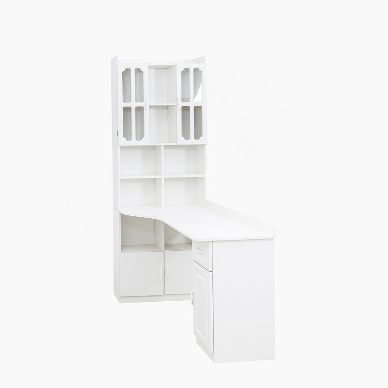 Bureau d'ordinateur d'angle en L pour bureau à domicile ou bureau d'étude, table d'étude de style moderne avec tiroirs, bibliothèque et huche, conception en L 2 en 1, grand espace de travail