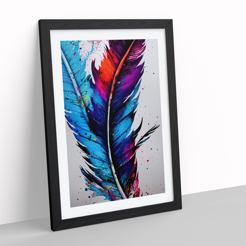 Feathers Splashed No.5 - Framed Print, Black, 64cm H x 46cm W x 2cm D